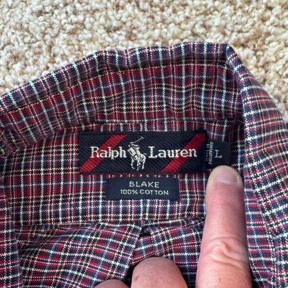 POLO by Ralph Lauren button up, long sleeve collared, size Large, light flannel - Picture 3 of 9